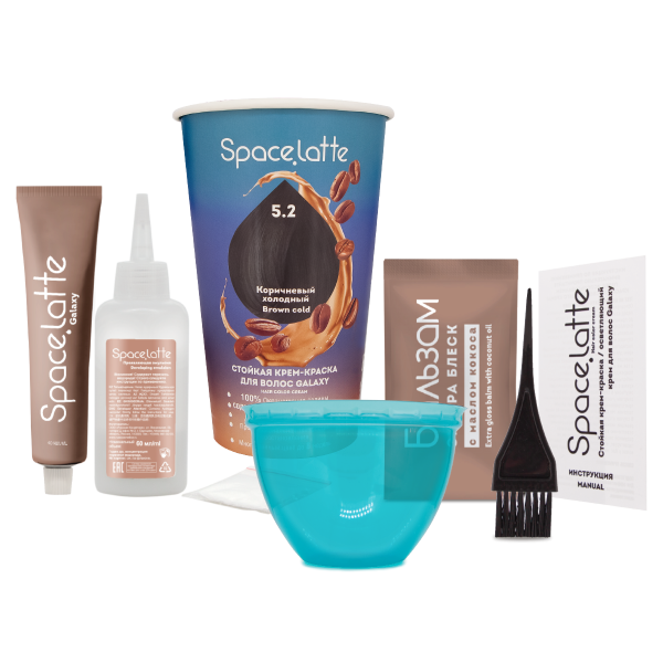 Фото Space Latte Galaxy Стойкая крем-краска для волос Коричневый холодный - 5.2 в интернет-магазине производителя краски для волос «Русская Косметика».