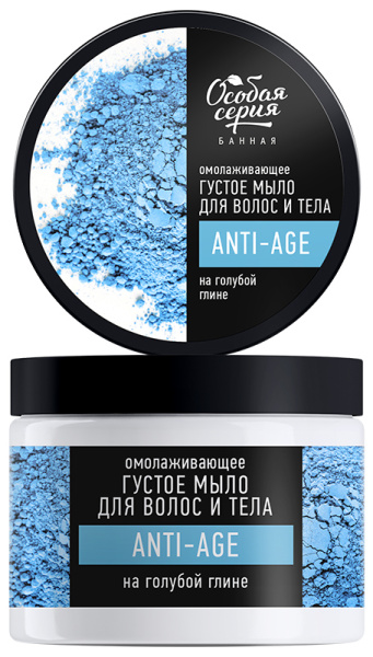 Особая серия Омолаживающее густое мыло для волос и тела на голубой глине «ANTI-AGE», 500 мл в интернет-магазине «Русская Косметика».