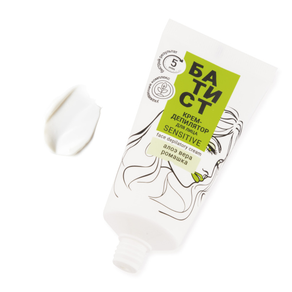 Батист Крем-депилятор для лица SENSITIVE с экстрактом алоэ вера и ромашки, 50 мл в интернет-магазине «Русская Косметика».