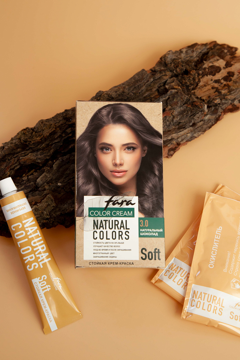 Fara Стойкая крем-краска для волос Natural Colors Soft 302 - Натуральный шоколад 3.0