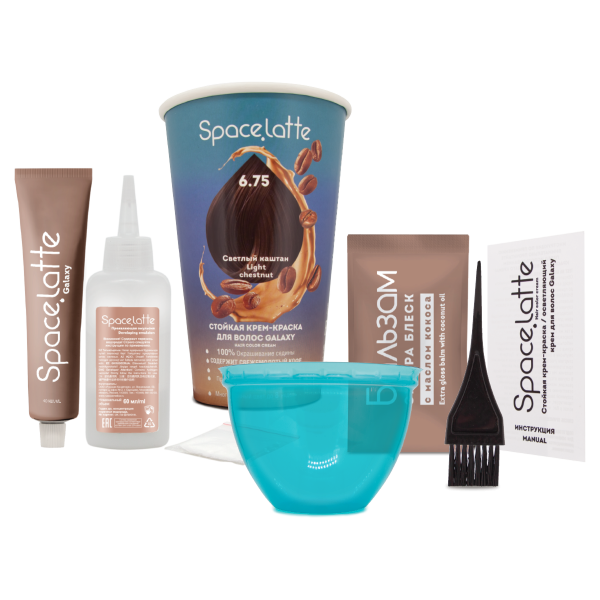 Фото Space Latte Galaxy Стойкая крем-краска для волос Светлый каштан - 6.75 в интернет-магазине производителя краски для волос «Русская Косметика».