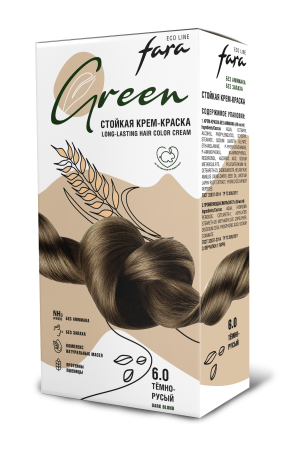 Купить Fara Стойкая крем-краска для волос Eco Line Green 6.0 – темно-русый в интернет-магазине производителя краски для волос «Русская Косметика».