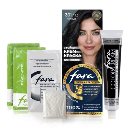 Купить Fara NC NEW Стойкая крем-краска для волос 301/1.0 - Черный в интернет-магазине производителя краски для волос «Русская Косметика».