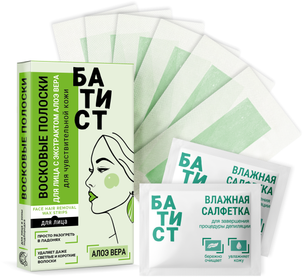 Батист Восковые полоски для депиляции лица с экстрактом алоэ вера в интернет-магазине «Русская Косметика».