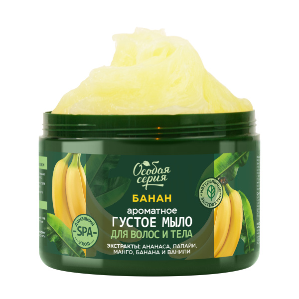 Особая серия Ароматное густое мыло для волос и тела "Банан, увлажнение и сияние", 500 мл в интернет-магазине «Русская Косметика».